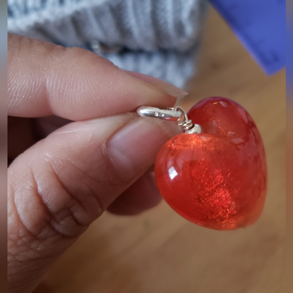 Elegant Red Glass Heart Pendant